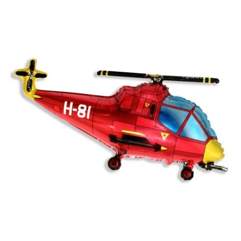 Helikopter piros fólia léggömb